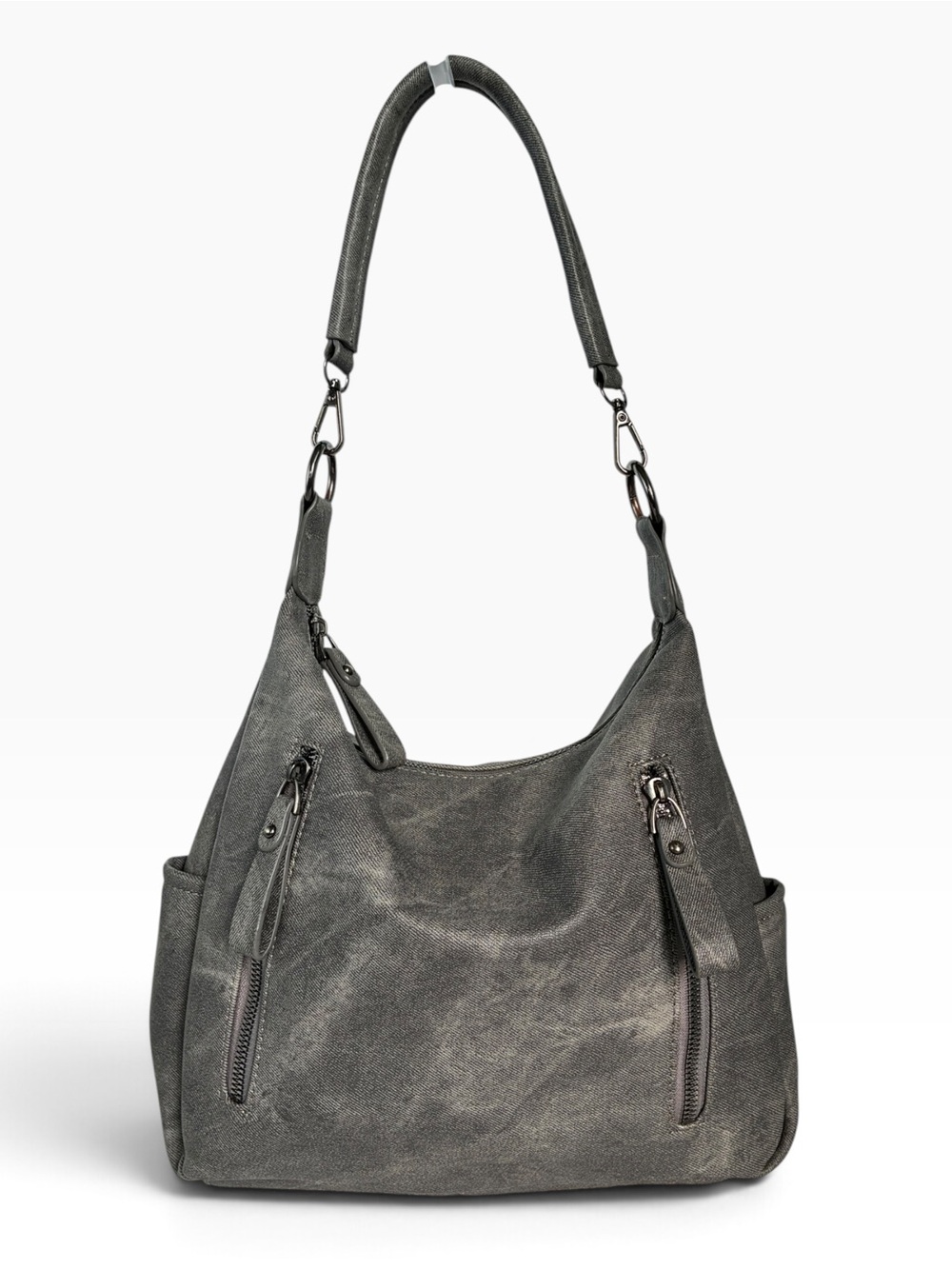 Classic Gray Hobo Shoulder Bag - Women